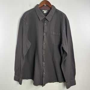Carbon2Cobalt Mens XL Brown Woven Textured Button Down Shirt Effortlessly Cool